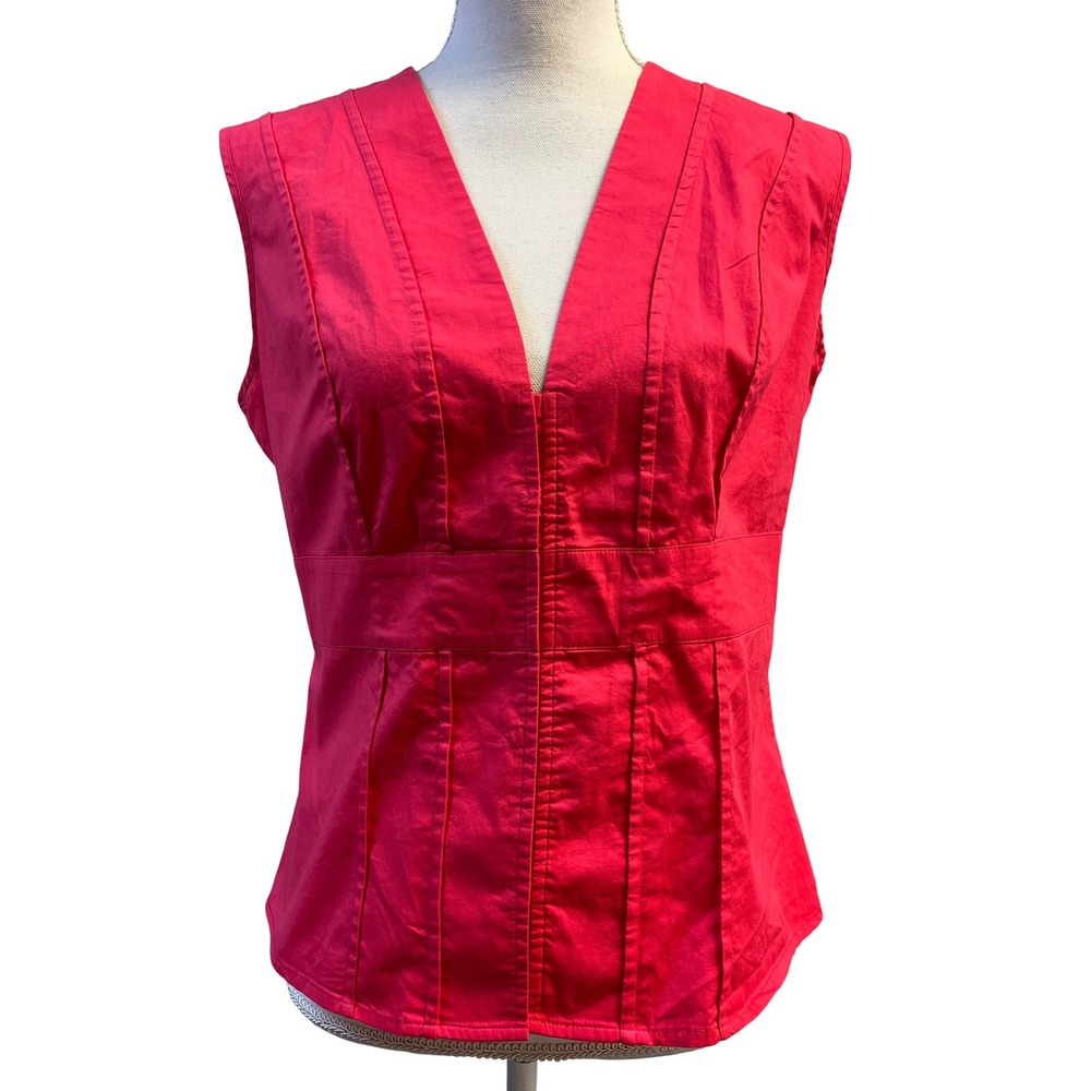 Moda International M‎ Red Blouse Coquette Boho Peplum Coastal Artsy Y2K